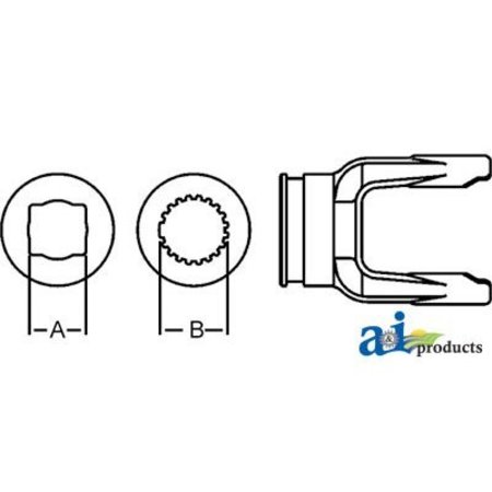 A & I Products Implement Yoke, 7/8" Square Bore, w/ Set Screw 2" x3" x4" A-804-1014